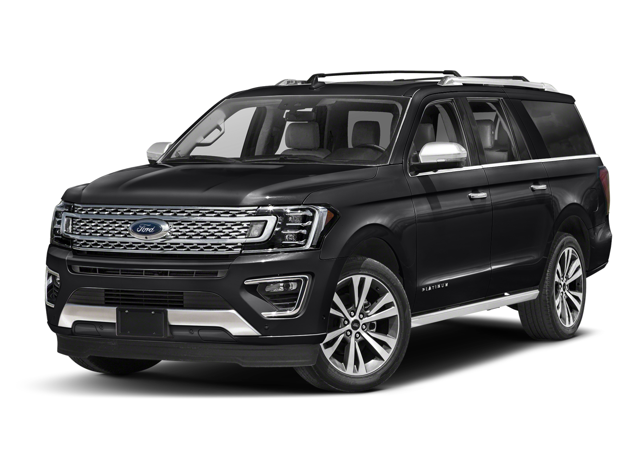 2021 Ford Expedition Max Platinum in Agate Black Metallic — front three-quarter view