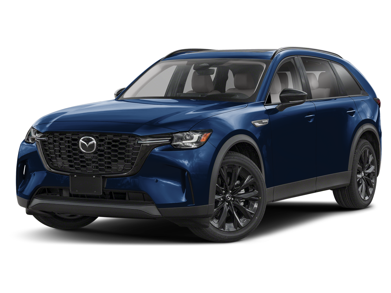 2026 Mazda Mazda CX-90 3.3 Turbo Premium Sport AWD in Deep Crystal Blue Mica — front three-quarter view