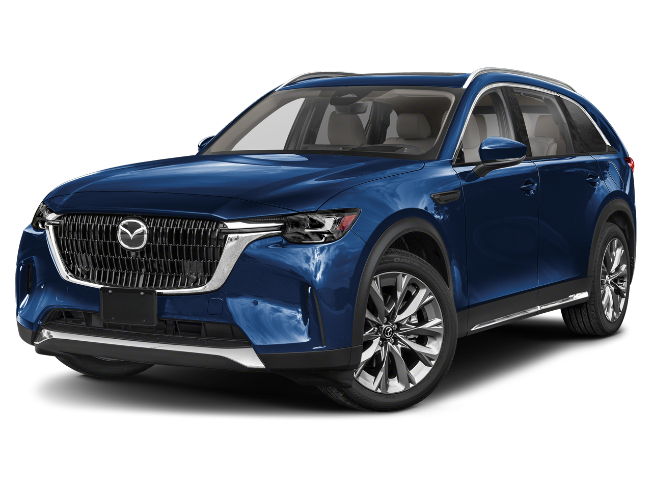 2026 Mazda Mazda CX-90 3.3 Turbo Premium Plus AWD in Deep Crystal Blue Mica — front three-quarter view
