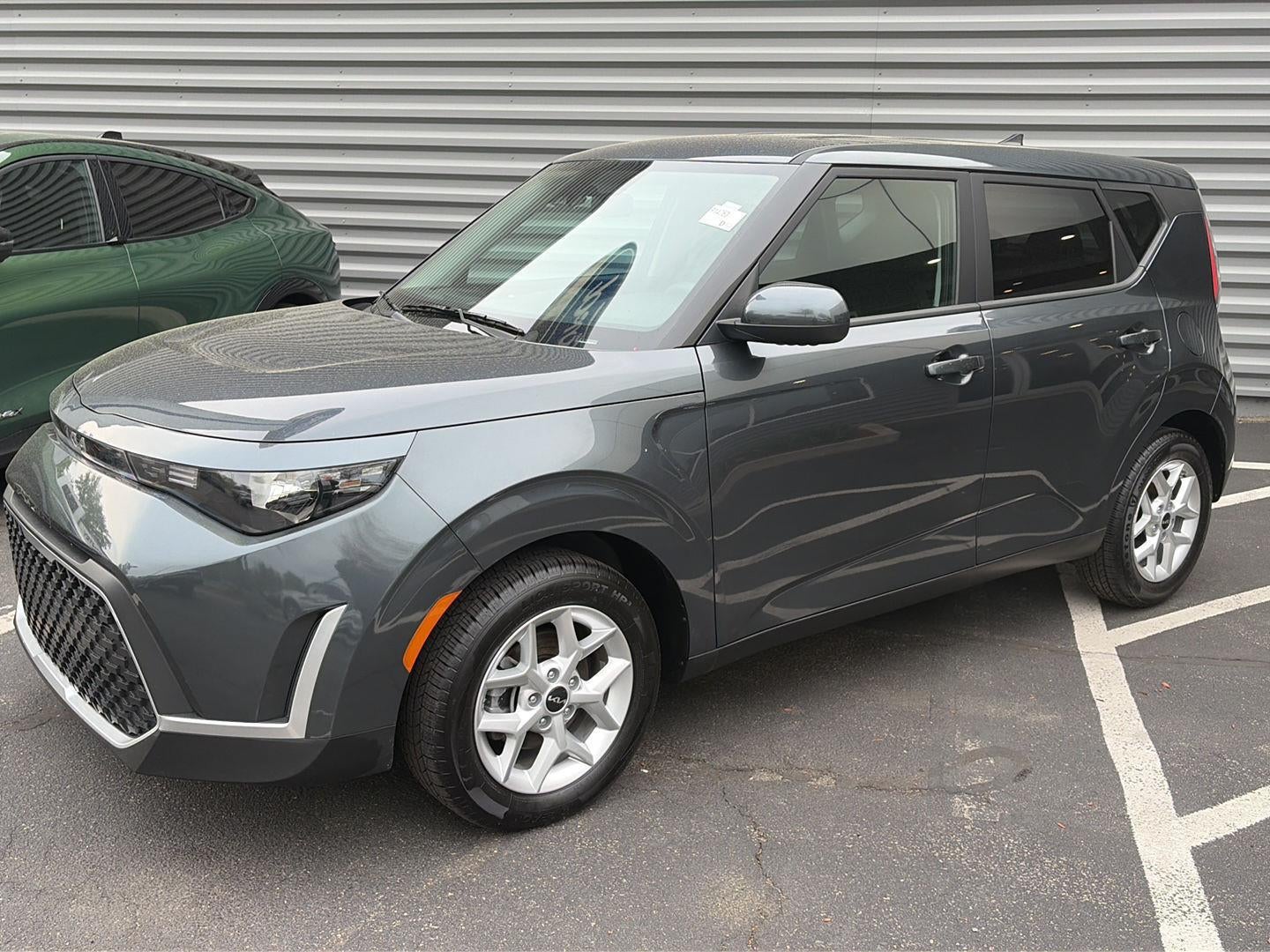 2025 Kia Soul LX in Gravity Gray — front three-quarter view